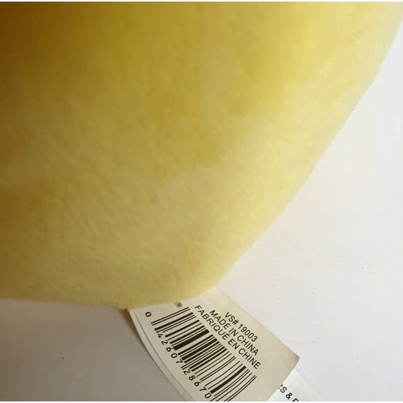 Yellow Happy Face Pillow Cushion 7" Stuffed With Arms & Green Leaf Accent - Picture 5 of 5